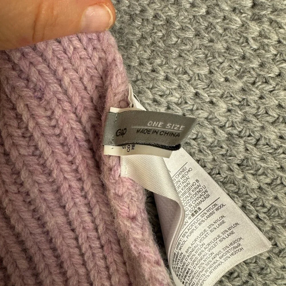 Winter Knit  Scarf  Gray & Pink